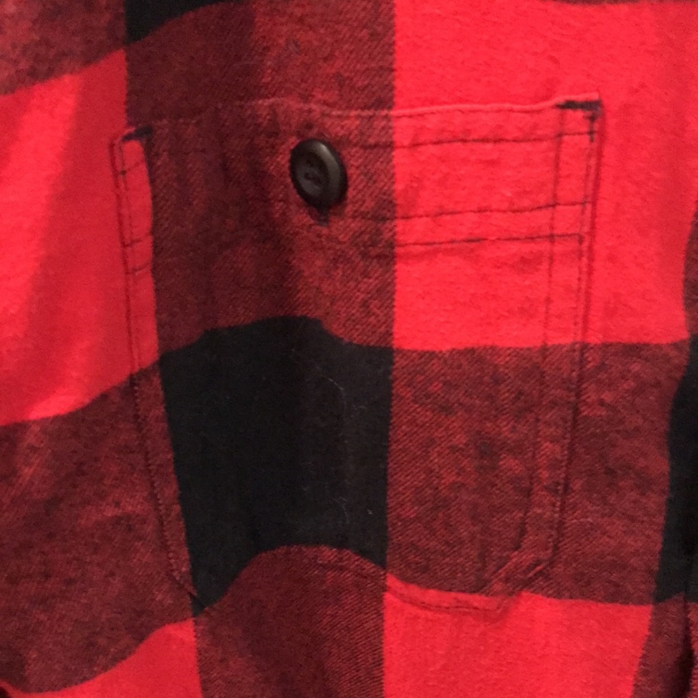 True Craft Buffalo Plaid Shacket Mens Sz M Red Black Sherpa Lined Flannel Shirt - Picture 6 of 11
